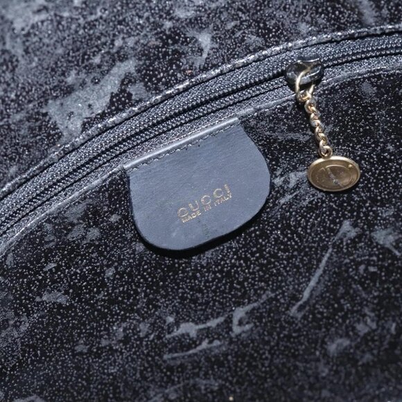 GUCCI Bamboo Hand Bag Suede Leather Black Gold 001 3444 1638 Auth bs27007 - Picture 8 of 14